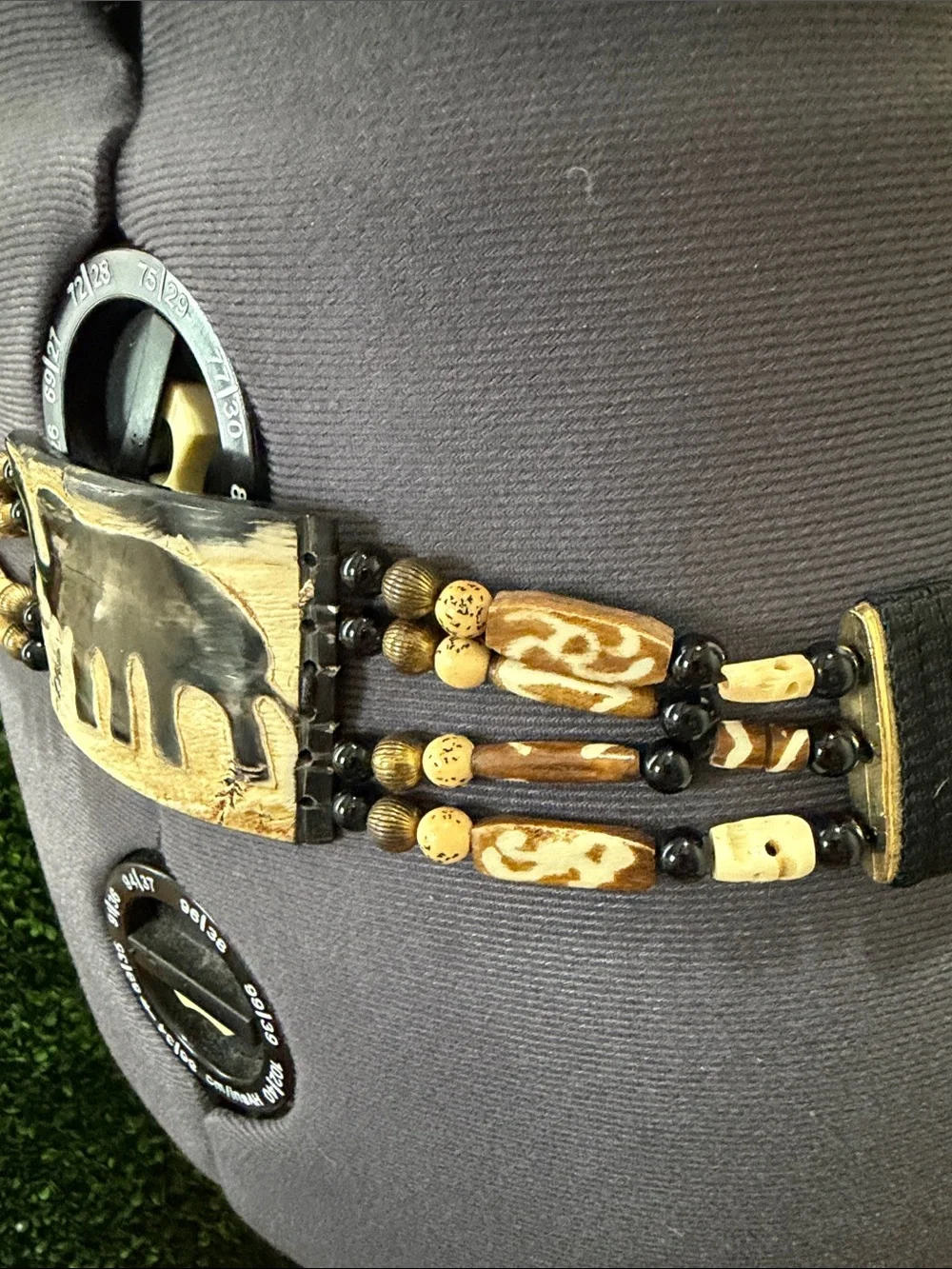 Handcrafted Elephant Wooden Bead Waist Belt - Black & Brown
